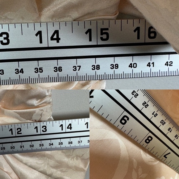 Vintage Algo-Ettes Made in Canada Puff Sleeve Pink Floral Satin Maxi Dress Small - Picture 11 of 11